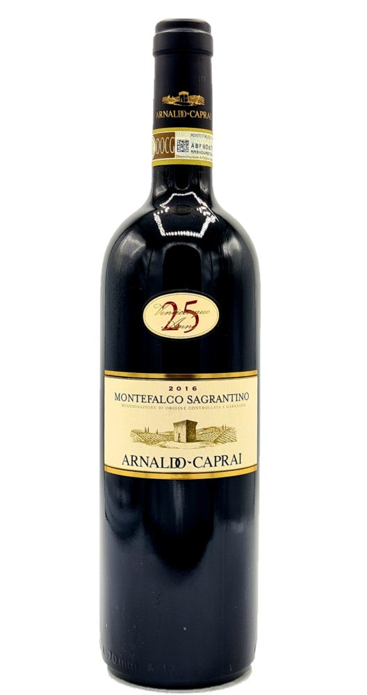 Bottiglia di vino rosso Montefalco Sagrantino 25 anni dell'azienda Arnaldo Caprai annata 2016